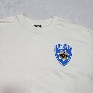Hanes Beefy T Alameda Police Mens Shirt Medium  White Badge Vintage California
